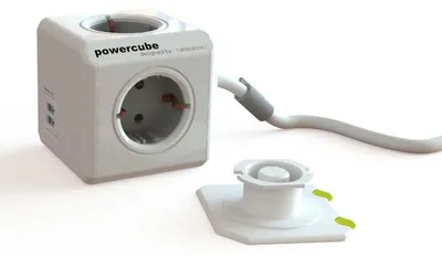 Immagine prodotto di allocacoc PowerCube Alimentatore USB esteso, grigio, distributore 4x, prolunga da 3 m