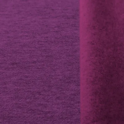 Produktbild von Sweat Meliert JANINE angeraut Bordeaux 0,5 m, Uni Meterware, 280 g/m², 62% Polyester, 38% Baumwolle