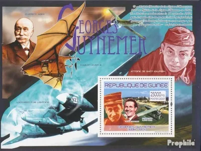 Produktbild von Briefmarken Guinea 2007 Mi Block 1457 (kompl. Ausgabe) postfrisch G. Guynemer, Hydravion