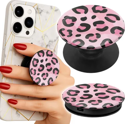 Obrázek produktu pro Drzak na telefon Popsocket na prst / stojanek - RÓŻOWA PANTERKA PANTERA WZORY