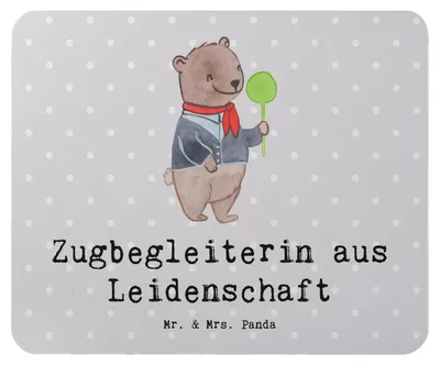 Produktbild von Mr. & Mrs. Panda Mouse Pad Zugbegleiterin Leidenschaft - Grau Pastell - Geschenk, pc mausunterlage, Mauspad, laptop, Mousepad