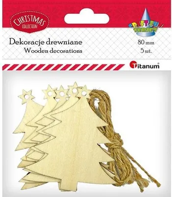 Zdjęcie produktu dla Drewniane zawieszki choinki 5szt