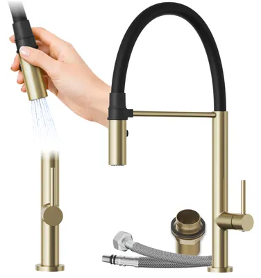 Produktbild von Granitan - Küchenarmatur - Wasserhahn Küche Höhe 47 cm - Mischbatterie Schwarz - 3-Wege - SCALA, KI-generiertes Bild