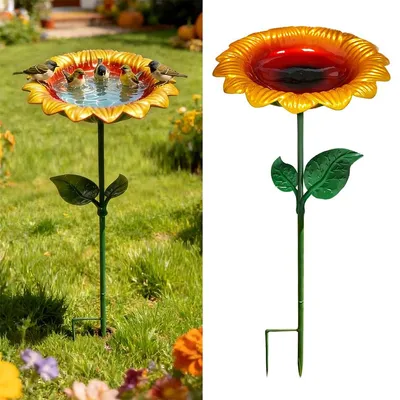 Produktbild von Garten-Vogelbad,stehendes Vogelbad, Metall-Vogelschale, Wildvögel-Badewanne,Vogeltränke, freistehend und abnehmbar,für Wildvögel, Garten und Hinterhof
