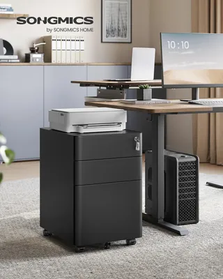 Obrázek produktu pro SONGMICS, mobilní úložný box, archivní skříň, kancelářská skříň na kolečkách, podstavec pod stůl, spodní skříňka, uzamykatelná, s zásuvkami, formáty A4, Legal a Letter