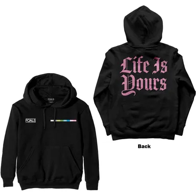 Immagine prodotto di Felpa con cappuccio unisex Foals: scritta "Life Is Yours" (stampa sul retro), taglia M, colore nero