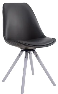 Productafbeelding van CLP bezoekersstoel Calais, ronddraaibaar met ronde houten poten - Kleur: zwart, framekleur: wit