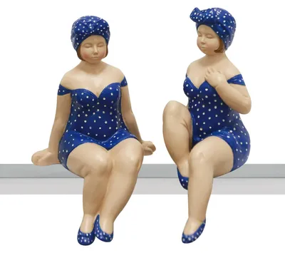Produktbild von Gilde Kantensitzerfigur, Badenixe, "Becky", gepunktet, Kunstharz, blau, L. 8.5 cm, B. 7.5 cm, H. 13 cm 79348 4001250793489 2 Stück (2-fach sortiert)