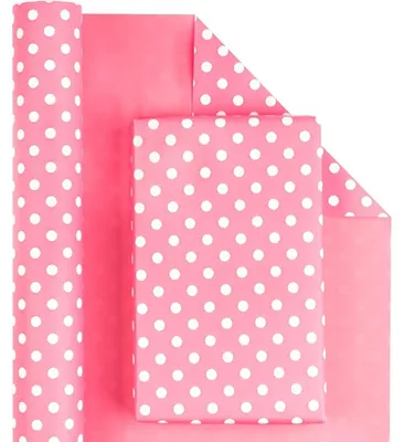 Obrázok produktu pre Rolka darčekového papiera, obojstranná, ružová, s bodkami, 43,2 cm x 10 m