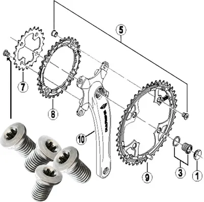 Produktbild von Shimano Teile Kettenblattschrauben innen, M8 x 8,5mm, 4 Stück