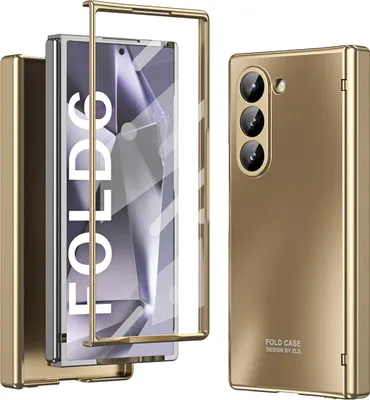Obrázek produktu pro Pouzdro na Samsung Galaxy Z Fold 6 elektro pokovené tvrdé PC pouzdro s ochranou pantu a displejeZlato