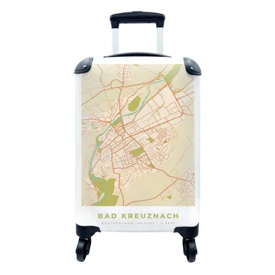 Produktbild von MuchoWow® Koffer Handgepäck Trolley Rollkoffer Kleine Reisekoffer mit 4 Rollen - Karte - Vintage - Stadtplan - Bad Kreuznach - Karte - Cabin Size < 55x40x23 cm & 55x40x20 cm - Fotokoffer - Kabinenkoffer - Boardgepäck - Reise-Box - Reisekoffer - Reisegepäck - Koffer mit Bild - Trolley für Kinder