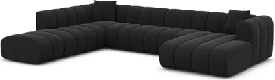 Produktbild von Strukturstoff U-Form XXL Lounge Wohnlandschaft Amoria Schwarz Rechts