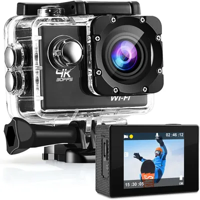 Productafbeelding van Strex Action Camera 4K 16MP - 60FPS / 30M Waterdicht / WiFi - Inclusief Accessoires - Actiecamera - Onderwatercamera