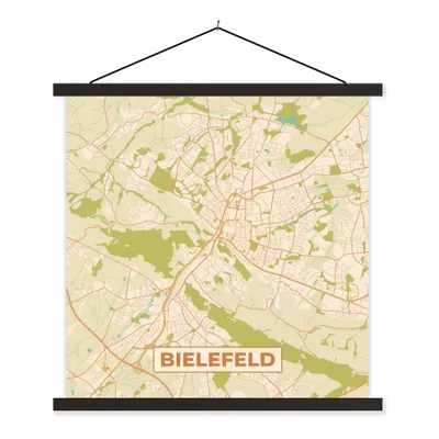 Produktbild von MuchoWow® Textilposter Karte - Stadtplan - Vintage - Bielefeld - Karte 40x40 cm mit schwarzem Rahmen - Fotos