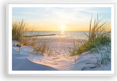 Produktbild von Gerahmtes Poster - Weißer Rahmen - Düne Strand Meer - 91,5x61 cm - Wand Bild - Wanddeko - Wandbilder - Kunstposter - Wandposter - Bilderrahmen - Bilder - Kunstdruck - Wandbild - P2WAA91x61-3989