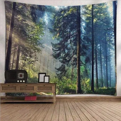 Produktbild von Famanu Wandteppich mit Naturprint - Wanddekoration für Wohnzimmer und Schlafzimmer