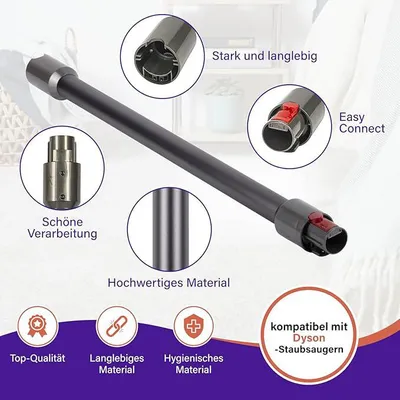 Produktbild von Staubsaugerrohr - Kompatibel mit Dyson V7, V8, V10, V11 und V15 Teleskoprohr 32MM, Verlängerungsrohr, Saugrohr Ersatzteile Staubsauger Zubehör