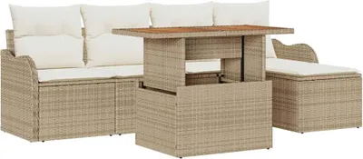 Immagine prodotto di vidaXL Set di divani da giardino con cuscini 6 pezzi in rattan beige e crema