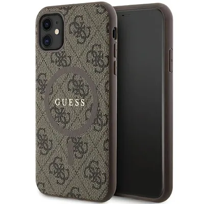 Immagine prodotto di Guess Guhmn61G4Gfrw Iphone 11 6.1 / Xr Brązowy/Brown Custodia rigida 4G Collection in pelle metallo Logo Magsafe