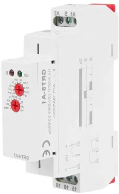 Image de Mini-relais de commutation 12 V-240 V pour rail DIN GRT8-A1 avec temps de retard court.