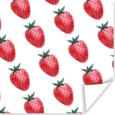 Produktbild von MuchoWow® Poster Erdbeere - Obst - Weiß 50x50 cm - Wohnzimmerdekoration
