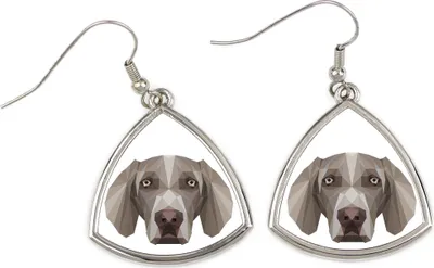 Immagine prodotto di Weimaraner, cane da ferma Weimaraner - Orecchini con un'immagine e la scritta "Cane geometrico" di Art-Dog