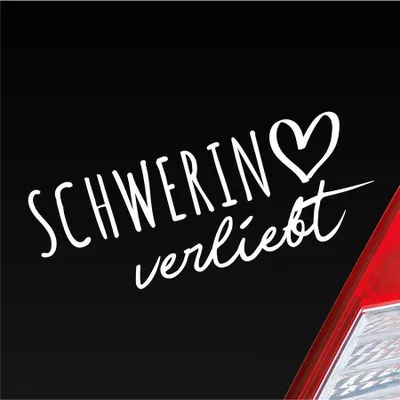 Produktbild von Auto Aufkleber Schwerin verliebt Herz Stadt Heimat Liebe Car 19x7 cm Weiss Glanz Sticker Heckscheibenaufkleber