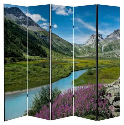 Produktbild von framed concept - Paravent Raumteiler Holz 225x172 cm, 5-teilig einseitig, Sichtschutzwand