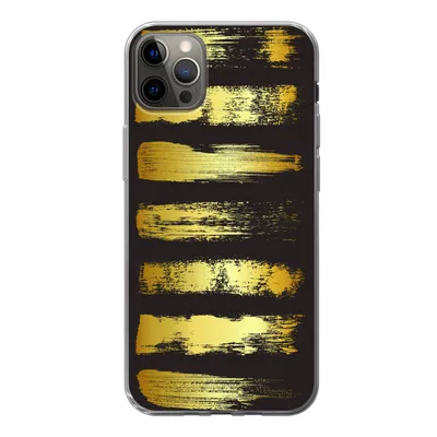 Produktbild von MuchoWow® Handyhülle Schutzhülle Hülle für iPhone 13 Pro Max Goldene Streifen auf schwarzem Hintergrund Silikon Softcase Handy Hülle - Mobiltelefon