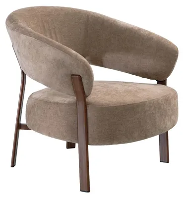 Produktbild von CALICOSY -  Sessel aus beigem Stoff mit Metallbeinen in Nussbaumoptik B78 cm - LIV