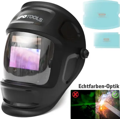 Produktbild von IPOTOOLS Automatik Schweißhelm X800A - mit True Color Echtfarben Filter und Optischer Klasse 1/1/1/1 - 4 Sensoren