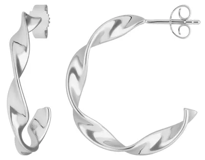 Produktbild von Paar Ohrringe Creolen Halbcreolen gedreht Ohrschmuck aus 925 Silber 26x4mm