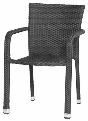 Zdjęcie produktu dla Fotel sztaplowany Minas, 60x56x83 cm, rama z aluminium malowanego proszkowo, powierzchnia z wikliny Gardino® w kolorze czarnym