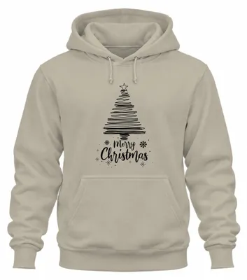 Obrázek produktu pro Merry Christmas Christmas Tree Sketch - vánoční dárek Uni mikina s kapucí, Nature, L