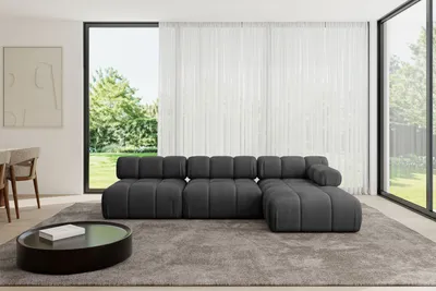Produktbild von ALTDECOR Modulares Sofa Ecksofa in L-Form - Razon-L2 - 285x160x70 cm Schwarz Corner modular Sofa Eckcouch Couch Wohnlandschaft Cauchsofa Polstersofa
