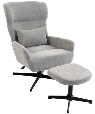 Produktbild von HOMCOM 360° drehbarer Loungesessel mit Hocker, Cremeweiß