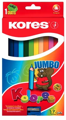 Immagine prodotto di Kores BB93512 Matite colorate triangolari Kores "Kolores JUMBO", confezione da 12 in cartone