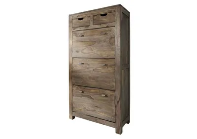 Image de MASSIVMOEBEL24 | Meuble à chaussure 80x41 Palissandre huilé Gris taupe NATURE GREY #97