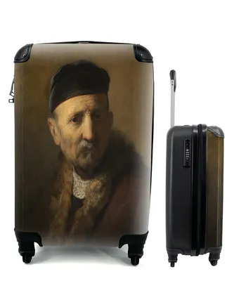 Produktbild von MuchoWow® Koffer Handgepäck Trolley Rollkoffer Kleine Reisekoffer mit 4 Rollen - Tronie eines alten Mannes - Rembrandt van Rijn - Cabin Size < 55x40x23 cm & 55x40x20 cm - Fotokoffer - Kabinenkoffer - Boardgepäck - Reise-Box - Reisekoffer - Reisegepäck - Koffer mit Bild - Trolley für Kinder