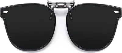 Image de INF Lunettes de soleil noires avec verres gris, clip et étui
