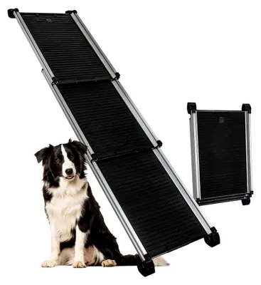 Produktbild von Teleskop-Hunderampe für Autos, Ausziehbar, Aluminium, Rutschfest, 90 kg Tragfähigkeit
