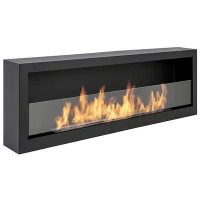 Zdjęcie produktu dla Biokominek wiszący S-Line BOX 120cm czarny z szybą, ścienny do mieszkania
