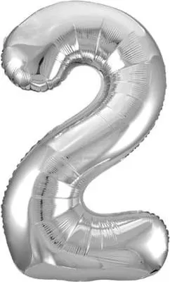 Produktbild von Folienballon Zahl 2 silber - ca. 86 cm