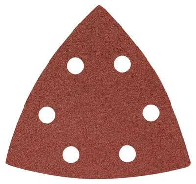 Immagine prodotto di Carta abrasiva a velcro, triangolare, 93 x 93 mm, grana P120, confezione da 5 pezzi, con 6 fori