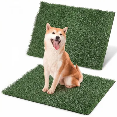 Produktbild von QWORK® 2 Stück Kunstrasen-Hundetoilette, Welpentoilette, Urinmatten für Hunde, Ersatzrasen für Hundetoilette, 51 x 63 cm