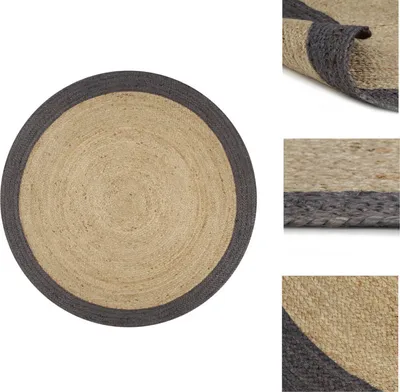 Obrázek produktu pro vidaXL Ručně vyráběný jutový koberec s tmavě šedým okrajem 90 cm - Koberce