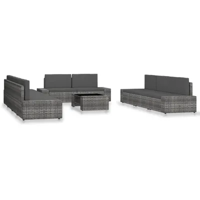 Produktbild von The Living Store 10-tlg. Garten-Lounge-Set Poly Rattan Grau