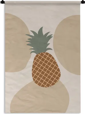 Produktbild von MuchoWow® Wandteppich Wandbehang Obst - Pastell - Ananas 90x135 cm Tapisserie Dekoration Wandtuch - Baumwolle - Wandskulptur