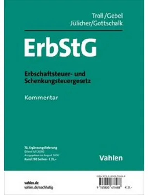 Produktbild von Erbschaftsteuer- und Schenkungsteuergesetz 72. Ergänzungslieferung